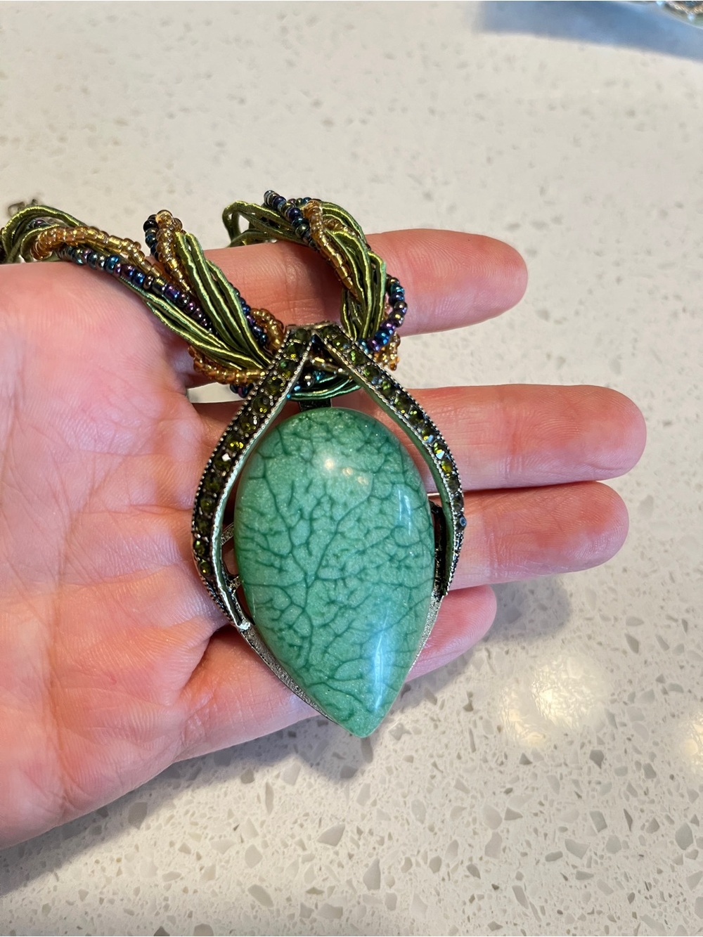 Bohemian‎ vintage Style green Cat's Eye Stone Necklace
